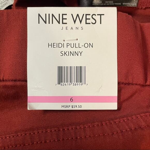 NINE WEST Jeans Womens Size 6 Cherry Wine Heidi Pull On Skinny - Picture 8 of 9